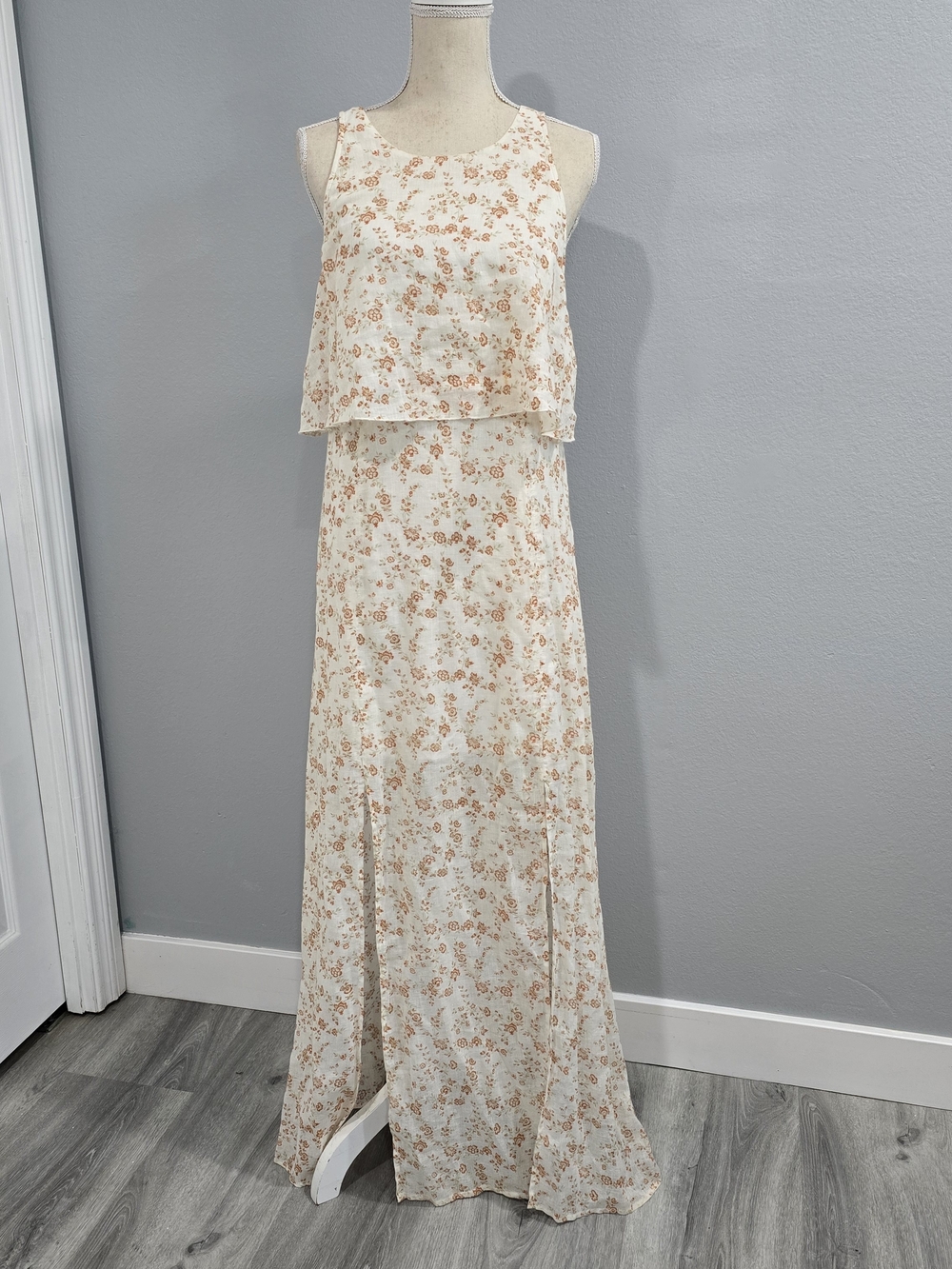 Free People Cream Dress with Orange Floral Print